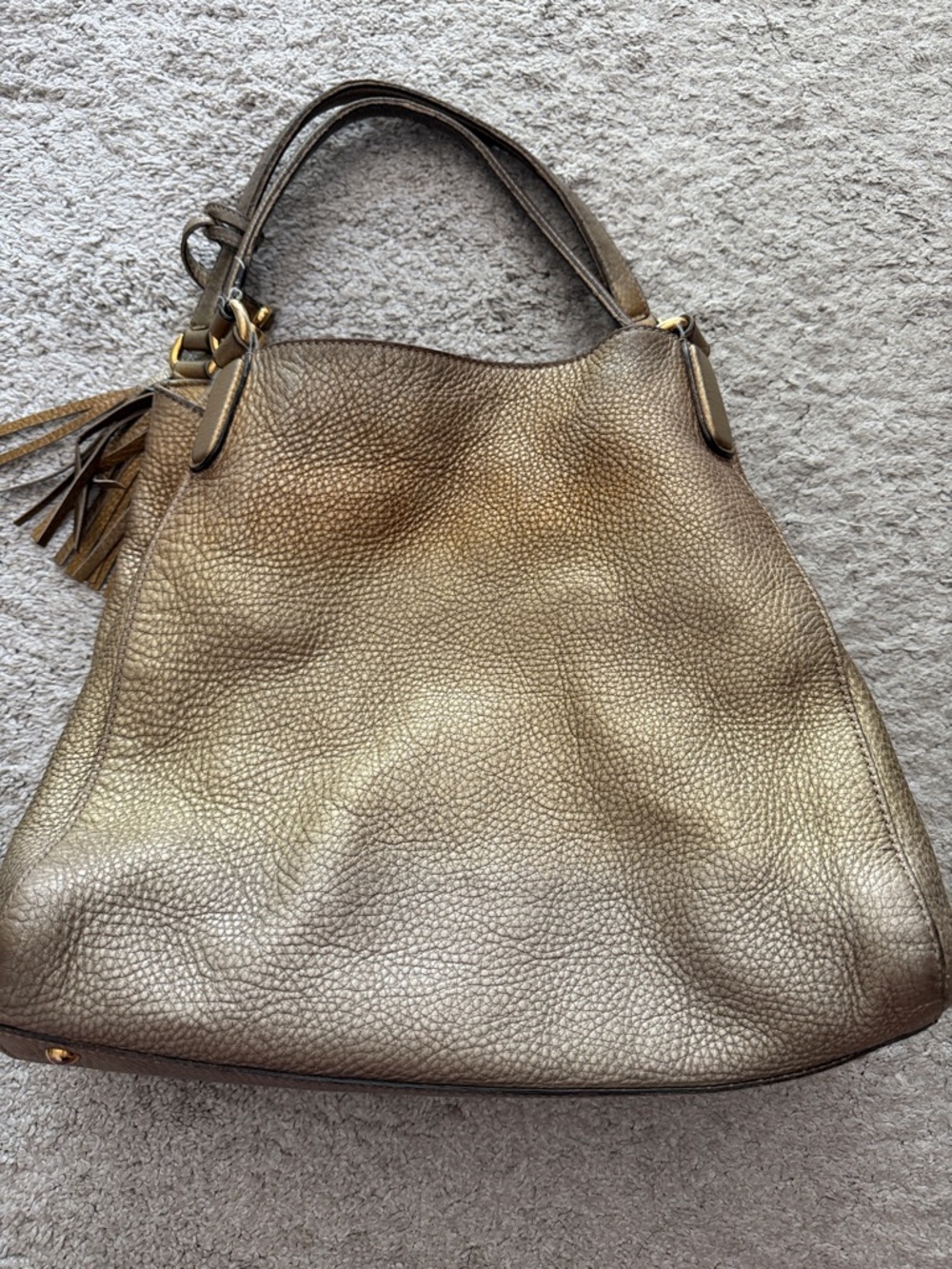 Gucci Soho Metallic Bronze Shoulder Bag with Tassel - Picture 6 of 13